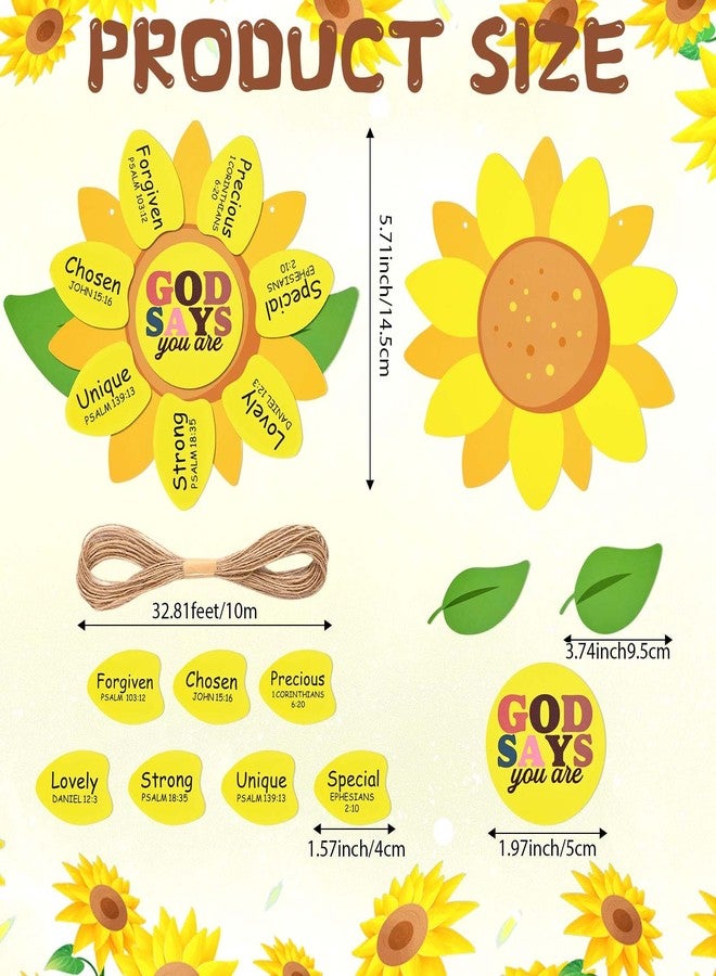 Sanixin 24 Sets Sunday School Crafts God Says You are Sunflower Craft Kit Religious Bible School Sunflower Craft Gifts Kit for Christian Faith Home VBS Magnified Church Activities Supplies - Image 2